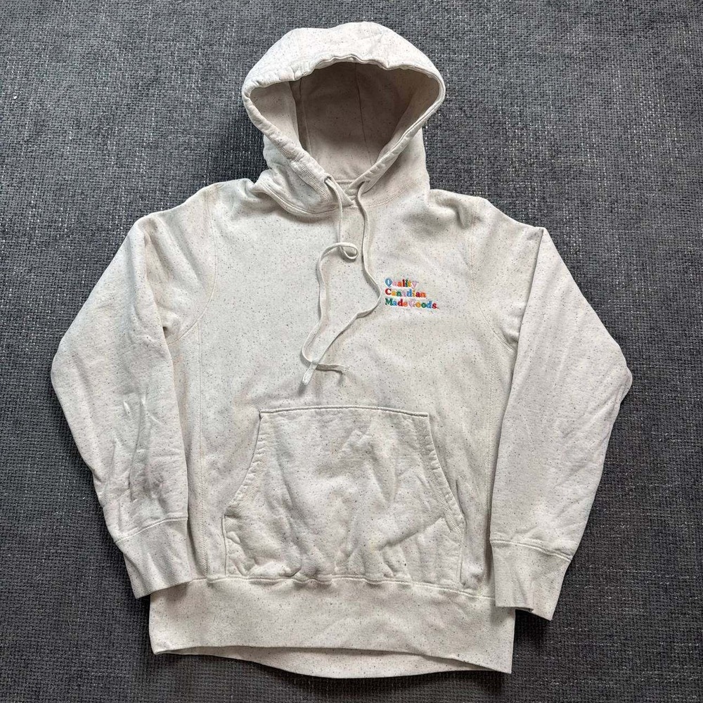 CDN Quality Canadian Made Goods Hoodie Small Oatmeal Speckle Embroidered Canada